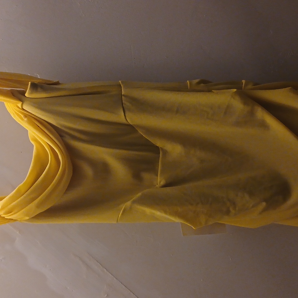 Yellow Asymmetrical Ruched Bodycon Dress - Picture 4 of 4